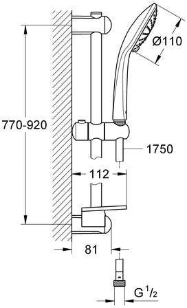 GROHE Euphoria 110 Duo Brausegarnitur 900 mm Chrom mit 2 Strahlarten und Seifenschale