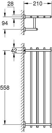 GROHE Essentials Cube Multi-Badetuchhalter 600 mm Chrom – 4 Handtuchhalter + Ablage