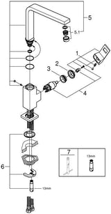 GROHE Eurocube Einhand-Spültischbatterie – Hoher Auslauf, 90° schwenkbar, Chrom