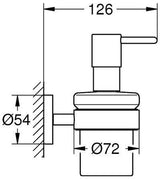 GROHE Essentials Seifenspender mit Halter, Glas satiniert, Chrom, 160 ml, Wandmontage