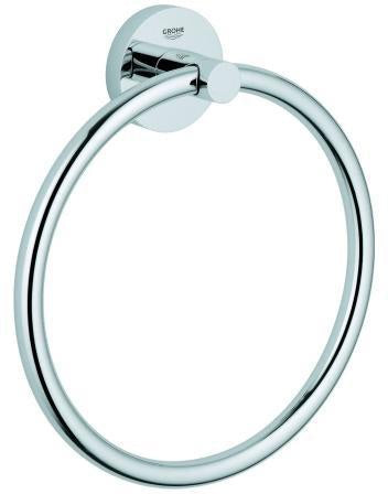 GROHE Essentials Handtuchring – Metall verchromt, verdeckte Befestigung, schwenkbar