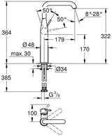 GROHE Essence Einhand-Waschtischbatterie XL-Size cool sunrise gebürstet für freistehende Waschschüsseln