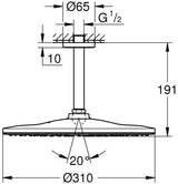 GROHE Rainshower 310 Mono Kopfbrauseset mit Deckenauslass 142 mm, 1 Strahl, chrom