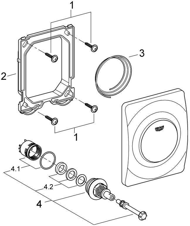 GROHE Surf Urinal-Betätigung 38808 FMS – Manuelle Auslösung, 116 x 144 mm, Chrom