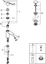 GROHE Eurosmart Professional Einhand-Waschtischbatterie S-Size mit langem Hebel und Push-open Ablaufgarnitur, Chrom