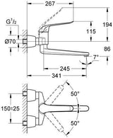 GROHE Euroeco Special Einhand-Waschtischbatterie 342 mm Ausladung, Wandmontage, Chrom
