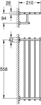 GROHE Essentials Cube Multi-Badetuchhalter 600 mm Chrom – 4 Handtuchhalter + Ablage