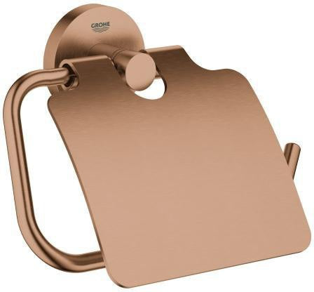 GROHE Essentials WC-Papierhalter mit Deckel – Metall, verchromt, verdeckte Befestigung, Wandmontage