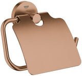 GROHE Essentials WC-Papierhalter mit Deckel – Metall, verchromt, verdeckte Befestigung, Wandmontage