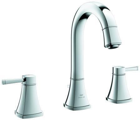 GROHE Grandera 3-Loch-Waschtischbatterie mit hohem Auslauf in Chrom – M-Size, EcoJoy & AquaGuide