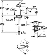 GROHE Eurosmart Einhand-Waschtischbatterie S-Size mit Push-open Ablaufgarnitur chrom