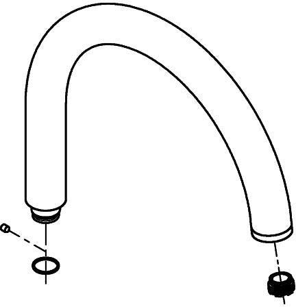 GROHE Auslauf 101320 Chrom – C-Auslauf mit Strahlregler, drehbar, Messing poliert