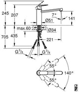 GROHE Eurosmart Cosmopolitan Spültisch-Einhandmischer Niederdruck mittelhoher Auslauf chrom