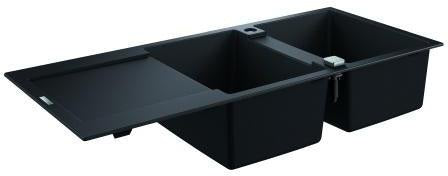 GROHE K500 Kompositspüle 1160x500mm Doppelbecken granit grau mit Abtropffläche