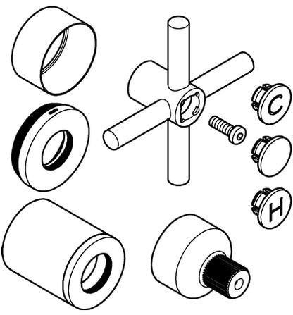 GROHE Atrio Griff 18026 Kreuzgriff 2er-Set Chrom – LongLife Oberfläche