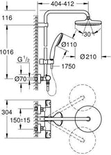 GROHE Tempesta System 210 Duschsystem mit Thermostatbatterie – Chrom, Kopf- und Handbrause