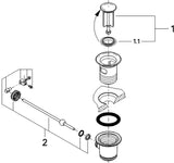 GROHE Ablaufgarnitur 1 1/4 Zoll für Waschtisch mit Überlauf – Chrom, Messing, Hebemechanismus