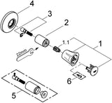 GROHE Costa UP-Ventil Oberbau mit roter Markierung, Einbautiefe 10–35 mm, Chrom