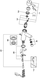 GROHE Concetto Einhand-Waschtischbatterie mit EcoJoy und versenkbarer Kette – Chrom