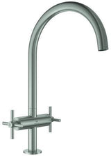 GROHE Atrio 2-Griff-Spültischbatterie C-Auslauf chrom – Keramik-Oberteile & 150° Schwenkbereich