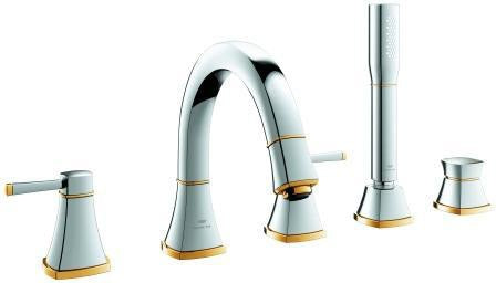 GROHE Grandera 5-Loch-Wannenkombination Chrom – Zweigriff-Armatur mit Handbrause