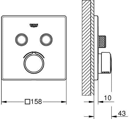 GROHE SmartControl Unterputzmischer 29148 eckig mit 2 Absperrventilen chrom