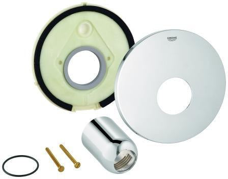GROHE Rosette 46904 Chrom – Fertigmontageset für Einhand-Brausebatterie, 150 mm, QuickFix
