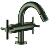 GROHE Atrio Bidet-Zweigriffbatterie mit Kreuzgriffen in Chrom – 1-Loch-Montage, Kugelgelenk-Mousseur