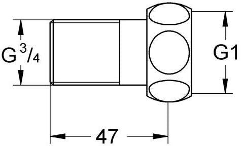 GROHE Gerader Anschluss Mutter 1" x 3/4" Außengewinde – Chrom, Messing, Long-Life Oberfläche