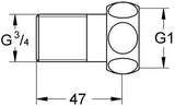GROHE Gerader Anschluss Mutter 1" x 3/4" Außengewinde – Chrom, Messing, Long-Life Oberfläche