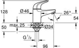 GROHE Standventil Euroeco XS-Size – Einlochmontage, Chrom, Water Saving