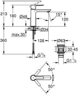 GROHE Lineare Einhand-Waschtischbatterie S-Size chrom mit SilkMove und EcoJoy