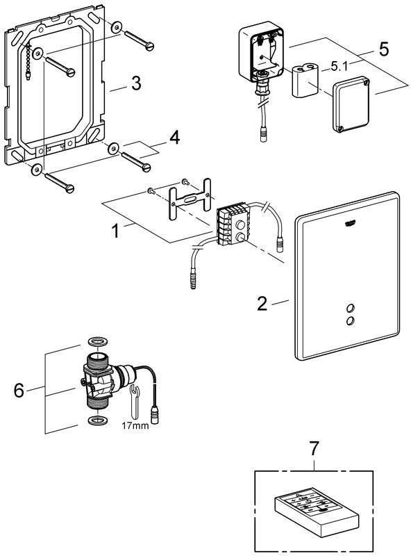 GROHE Tectron Skate IR-Elektronik für Urinal Wandeinbau 6V DC chrom – Batteriebetrieb