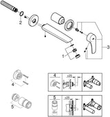 GROHE Eurosmart 2-Loch-Waschtischbatterie Wandmontage Fertigmontageset Chrom