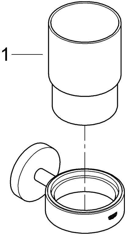 GROHE Essentials Zahnputzbecher mit Halter, Glas/Metall, Chrom, Wandmontage, verdeckte Befestigung
