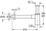 GROHE Geruchsverschluss 40564 eckig Waschtisch supersteel – Flaschensiphon 1 1/4"