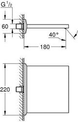 GROHE Allure Brilliant Schwallauslauf 13486, Ausladung 180 mm, Wandmontage, Chrom