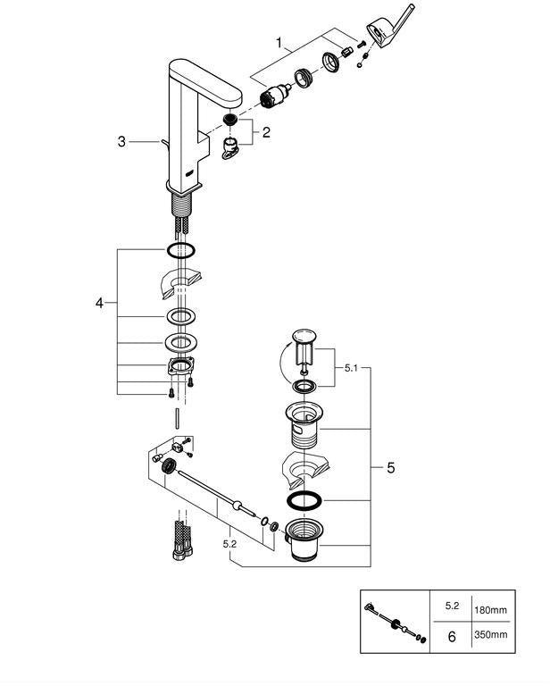 GROHE Plus Einhand-Waschtischbatterie L-Size mit schwenkbarem Auslauf und SilkMove Technologie