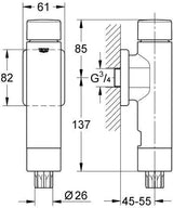 GROHE WC-Druckspüler Rondo A.S. DN20 mit integrierter Vorabsperrung, chrom