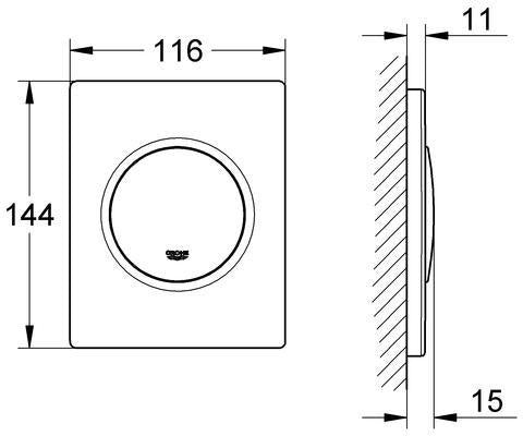 GROHE Nova Cosmopolitan Urinal-Betätigungsplatte – manuelle Auslösung, chrom, 116 x 144 mm