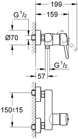 GROHE Concetto Einhand-Brausebatterie für Wandmontage – eigensicher, chrom, SilkMove-Technologie