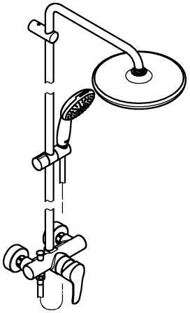 GROHE Tempesta System 250 Duschsystem mit Einhandmischer – Chrom, 250 mm Kopfbrause, Handbrause, EcoJoy