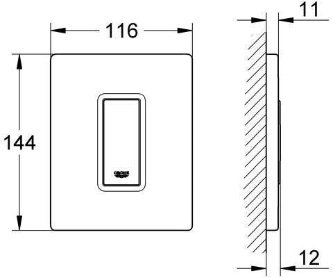 GROHE Skate Cosmopolitan Urinal-Betätigungsplatte, manuell, chrom, 116 x 144 mm