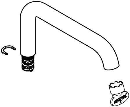GROHE Rohrauslauf 13375 für Essence EH-Waschtischbatterie XL-size chrom – schwenkbar