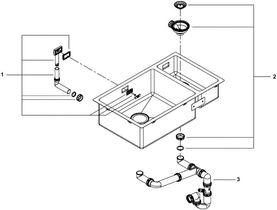 GROHE K700 Unterbau-Edelstahlspüle 1,5 Becken 760x450 mm, Einbau links, AISI 304