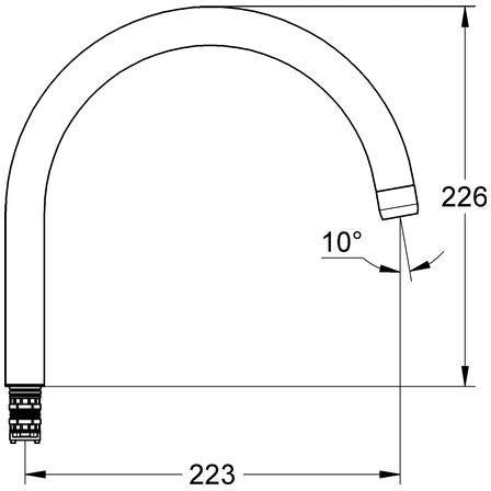 GROHE C-Auslauf 13043 chrom für Minta Einhand-Spültischbatterie, drehbar, Messing