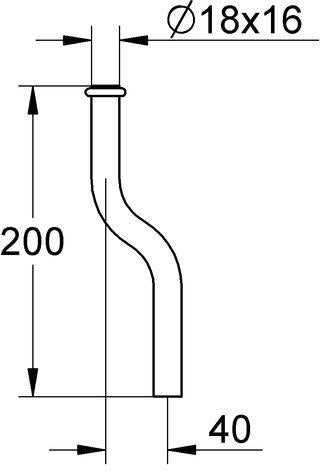 GROHE Urinal-Spülrohr 37039, 200 mm, Messing verchromt, Kröpfung 40 mm