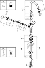 GROHE Costa Waschtisch-Einlochbatterie mit schwenkbarem Auslauf und versenkbarer Kette – Chrom