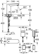 GROHE Eurosmart Cosmopolitan E Bluetooth Infrarot-Elektronik für Waschtisch, mit Mischung und Trafo, chrom
