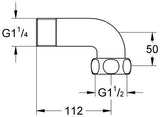 GROHE Anschlusswinkel 12430 2 Zoll x 5/4 Zoll chrom für Grohtherm XL